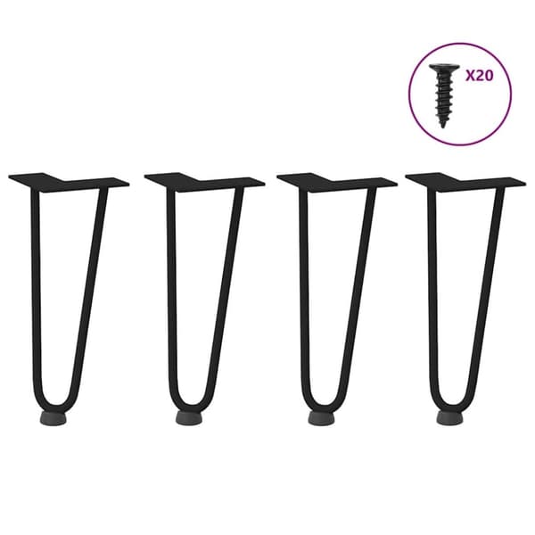 vidaXL Hiusneula Pöytäjalat 4 kpl musta 30 cm kiinteä teräs