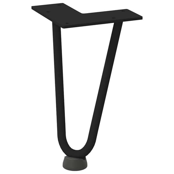 vidaXL Hårnålsformade bordsben 4 st svart 20 cm massivt stål