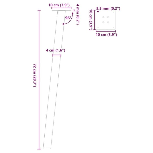 vidaXL Soffbordsben 4 st antracit 72 cm stål