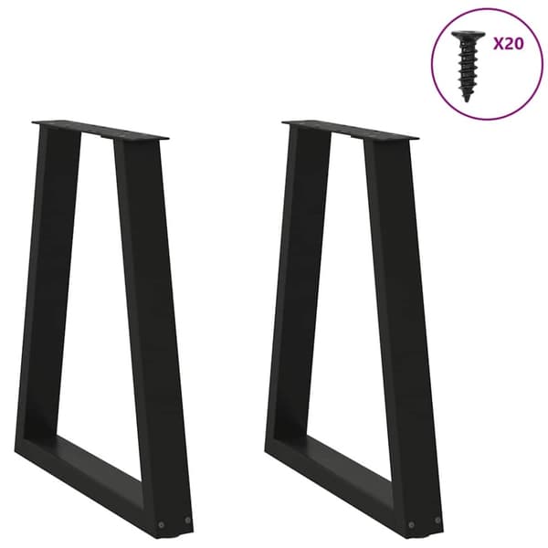 vidaXL Salongbordben V-formet 2 stk svart 60x(72-73) cm stål