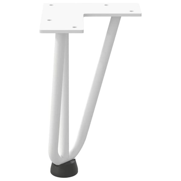 vidaXL Hårnål bordben 4 stk hvit 20 cm solide stål