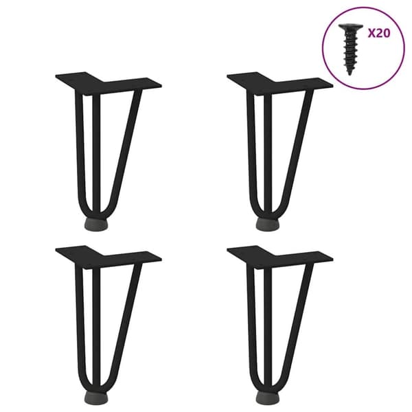 vidaXL Hiusneula Pöytäjalat 4 kpl Musta 20 cm Kiinteä teräs