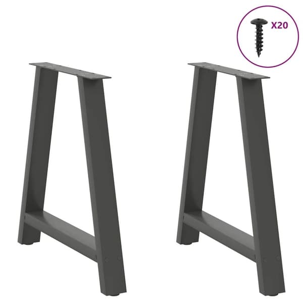 vidaXL Soffbordsben A-formade 2 st antracit 70x(72-73) cm stål