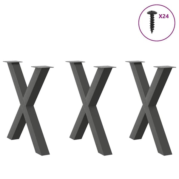 vidaXL Spisebordsben X-formet 3 stk 80x(72-73) cm stål antracitgrå