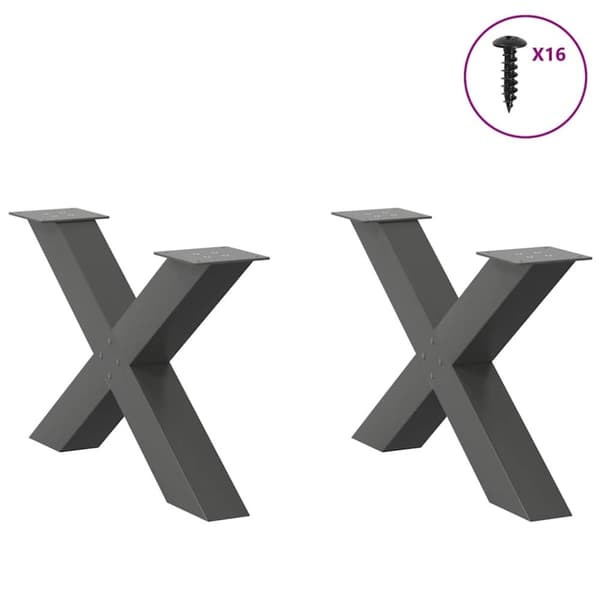 vidaXL Salongbordben X-formet 2 stk antrasitt 70x(42-43) cm stål