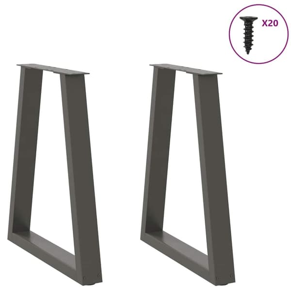 vidaXL Spisebordben V-formet 2 stk antrasitt 60 x (72-73) cm stål