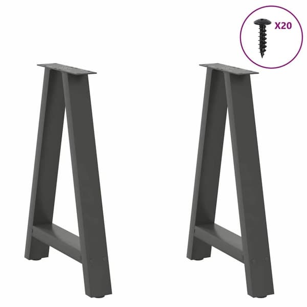 vidaXL Soffbordsben A-formade 2 st antracit 50x(72-73) cm stål
