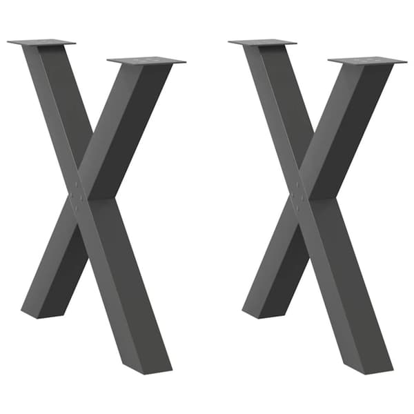 vidaXL Ruokapöydän jalat X-muotoiset 2 kpl Antrasiitti 70x(72-73) cm