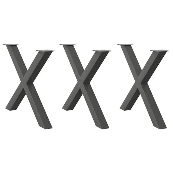 vidaXL Ruokapöydän jalat X-muotoiset 3 kpl antrasiitti 90x(72-73) cm