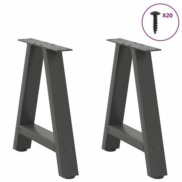 vidaXL Salongbordben A-formet 2 stk antrasitt 50x(42-43) cm stål