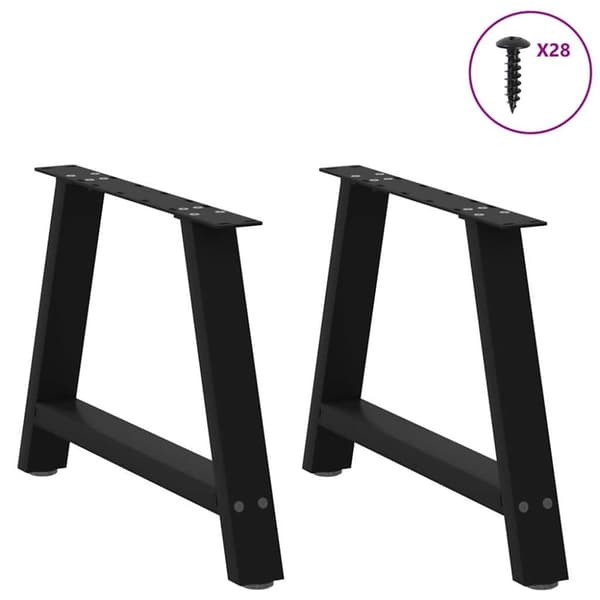 vidaXL Salongbordben A-formet 2 stk svart 70 x (42-43) cm stål