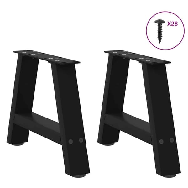 vidaXL Salongbordben A-formet 2 stk svart 50x(30-31) cm stål