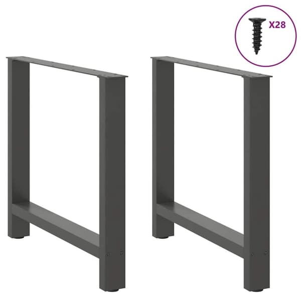 vidaXL Ruokapöydän jalat antrasiitti 2 kpl 80x(72-73) cm teräs