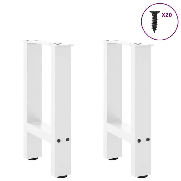 vidaXL Salongbordben hvite 2 stk 38 x (42-43) cm stål