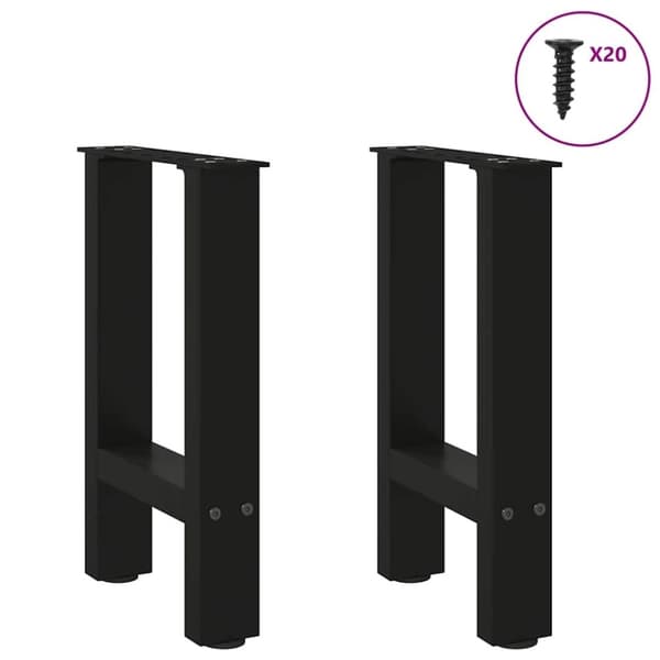 vidaXL Salongbordben svart 2 stk 38 x (42-43) cm stål