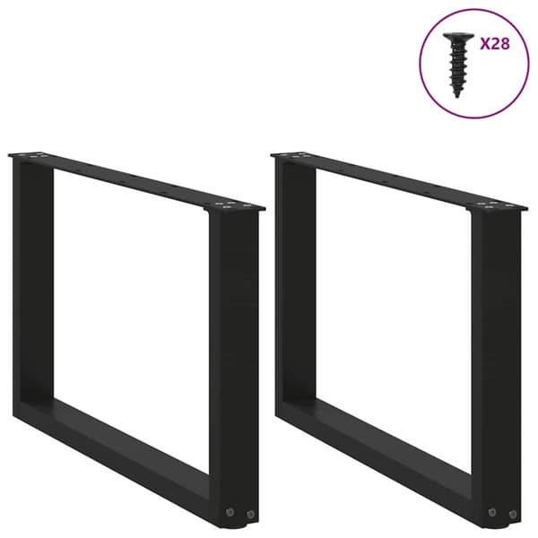 vidaXL Soffbordsben U-formade 2 st svart 70x(42-43) cm stål