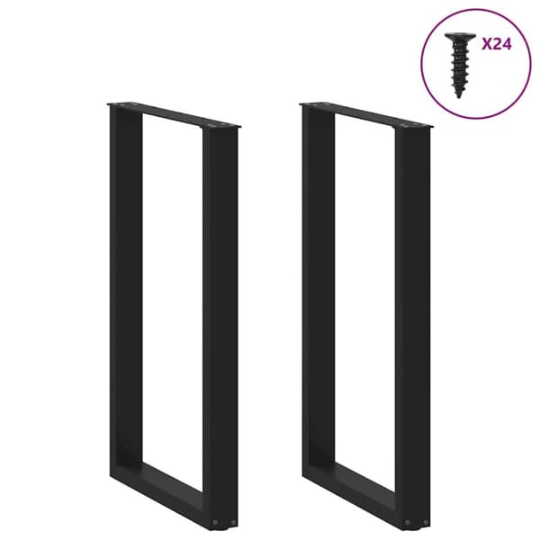 vidaXL Soffbordsben U-formade 2 st svart 60x(100-101) cm stål