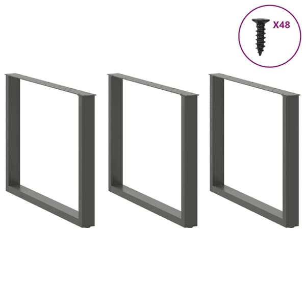 vidaXL Soffbordsben U-formade 2 st antracit 100x(72-73) cm stål