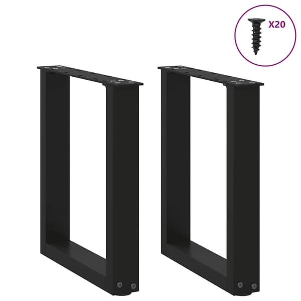 vidaXL Soffbordsben U-formade 2 st svart 38x(42-43) cm stål