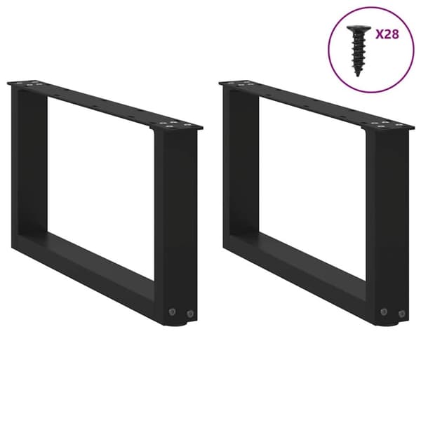 vidaXL Soffbordsben U-formade 2 st svart 70x(30-31) cm stål