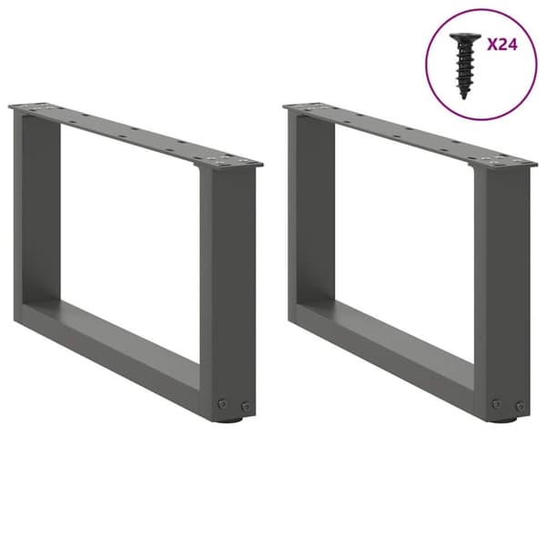 vidaXL Salongbordben U-formet 2 stk antrasitt 60x(30-31) cm stål