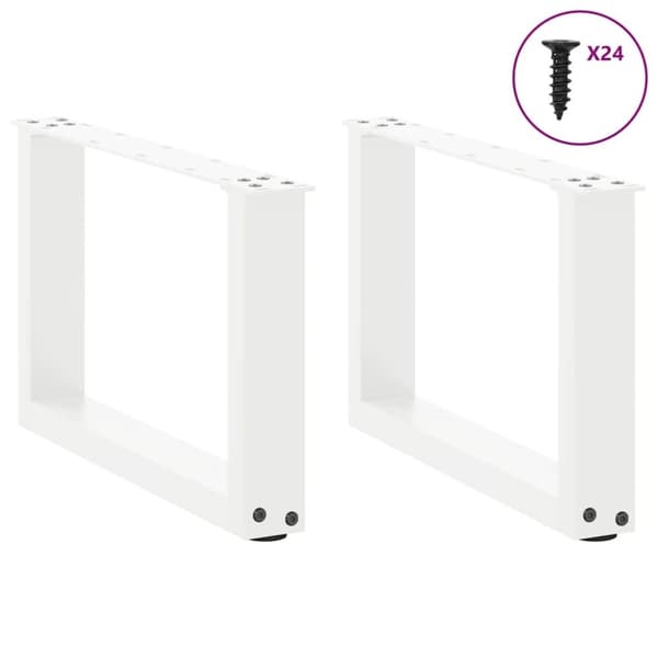 vidaXL Soffbordsben U-formade 2 st vit 50x(30-31) cm stål