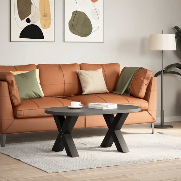 Soffbordsben X-formade 2 st svart 50x(42-43) cm stål