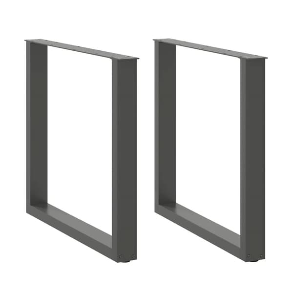 Matbordsben U-formad 2 st antracit 90x(72-73) cm stål