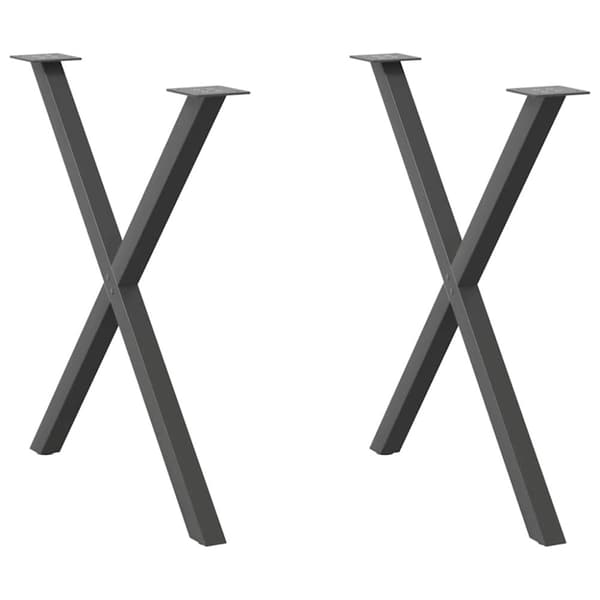 Matbordsben X-formad 2 st antracit 70x(72-73) cm stål