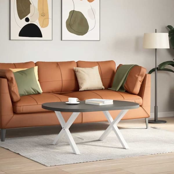 Soffbordsben X-formade 2 st vit 70x(42-43) cm stål