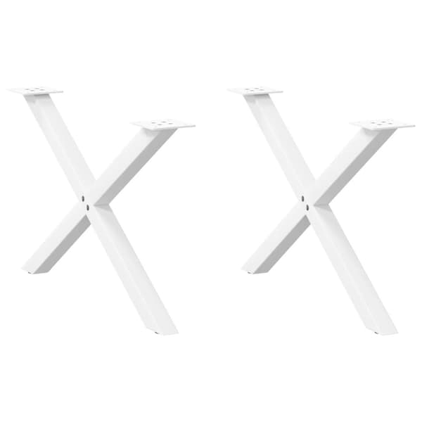 Soffbordsben X-formade 2 st vit 70x(42-43) cm stål