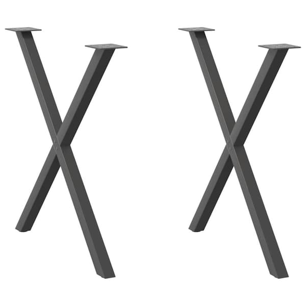 Matbordsben X-formad 2 st antracit 80x(72-73) cm stål