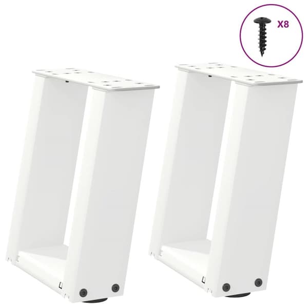 Soffbordsben U-formade 2 st vit 30x(30-31) cm stål