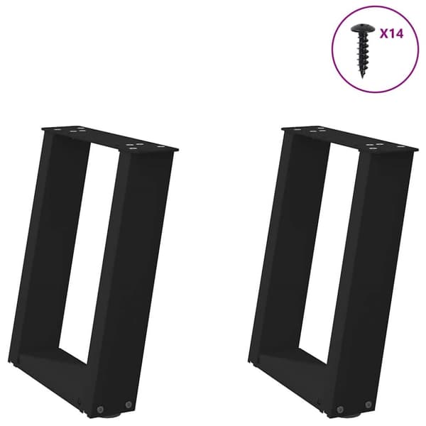 Soffbordsben U-formade 2 st svart 38x(42-43) cm stål
