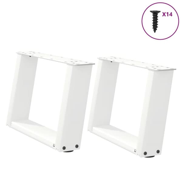 Soffbordsben U-formade 2 st vit 40x(30-31) cm stål