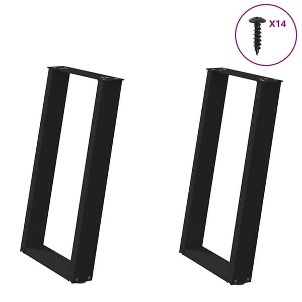Matbordsben U-formad 2 st svart 50x(72-73) cm stål