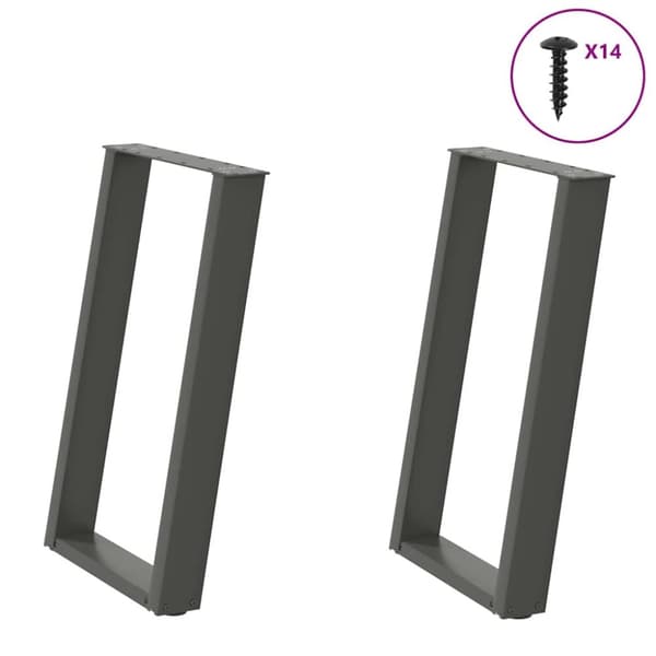 Matbordsben U-formad 2 st antracit 50x(72-73) cm stål