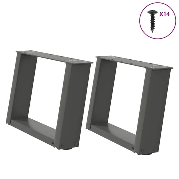 vidaXL sofabordben U-formet 2 stk. 50x(30-31) cm stål antracitgrå