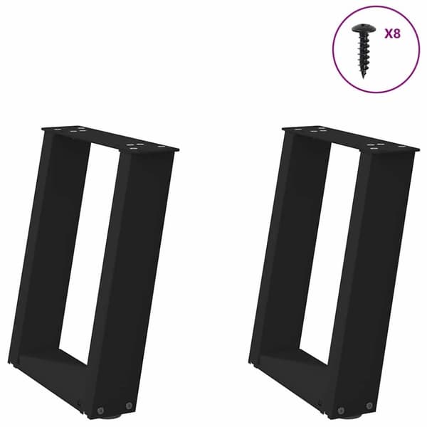 vidaXL Sohvapöydän jalat U-muotoiset 2 kpl Musta 28x(42-43) cm Teräs