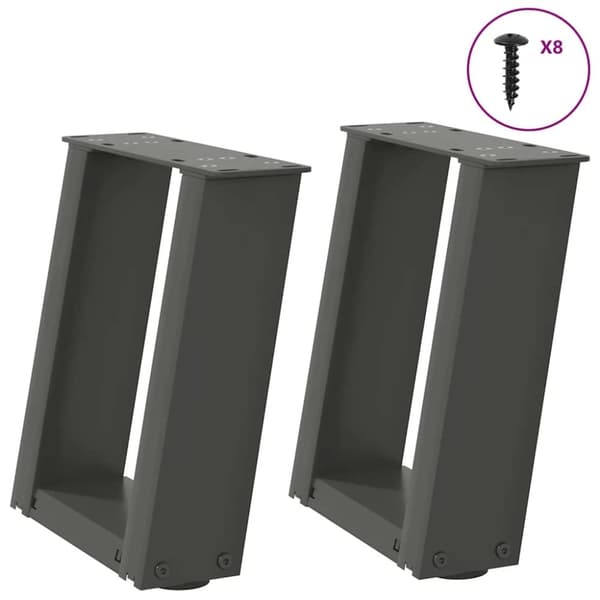 vidaXL Sohvapöydän jalat U-muotoiset 2 kpl antrasiittia 30x(30-31) cm