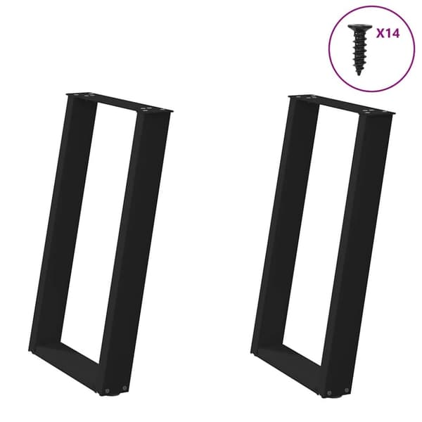 vidaXL Spisebordben U-formet 2 stk svart 60 x (72-73) cm stål