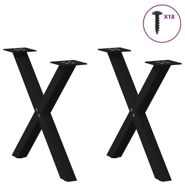 vidaXL Sohvapöydän jalat X-muotoiset 2 kpl musta 60x(42-43) cm teräs