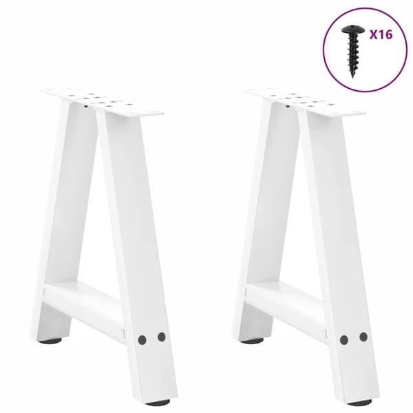 vidaXL Soffbordsben A-formade 2 st vit 38x(42-43) cm stål
