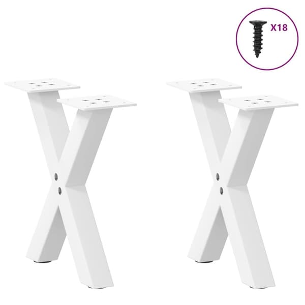 vidaXL Salongbordben X-formet 2 stk hvit 30x(30-31) cm stål