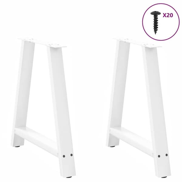 vidaXL Soffbordsben A-formade 2 st vit 70x(72-73) cm stål