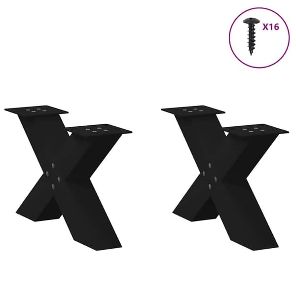 vidaXL Sohvapöydän jalat X-muotoiset 2 kpl Musta 60x(30-31) cm Teräs