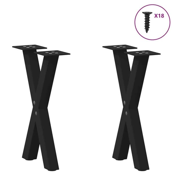 vidaXL Salongbordben X-formet 2 stk svart 38 x (42-43) cm stål