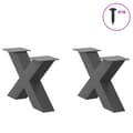 Miniatyrbilde 3 av 10: vidaXL Salongbordben X-formet 2 stk antrasitt 50x(30-31) cm stål