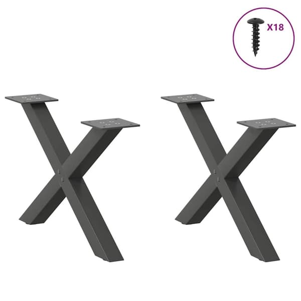 vidaXL Sohvapöydän jalat X-muotoiset 2 kpl Antrasiitti 50x(30-31) cm