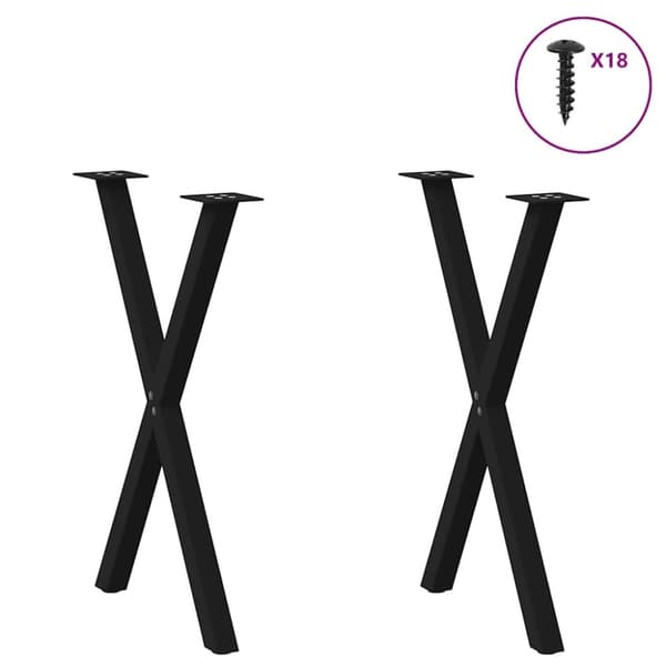 vidaXL Spisebordben X-formet 2 stk svart 57x(72-73) cm stål